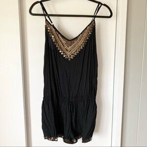Ava Sky Black and Gold Romper